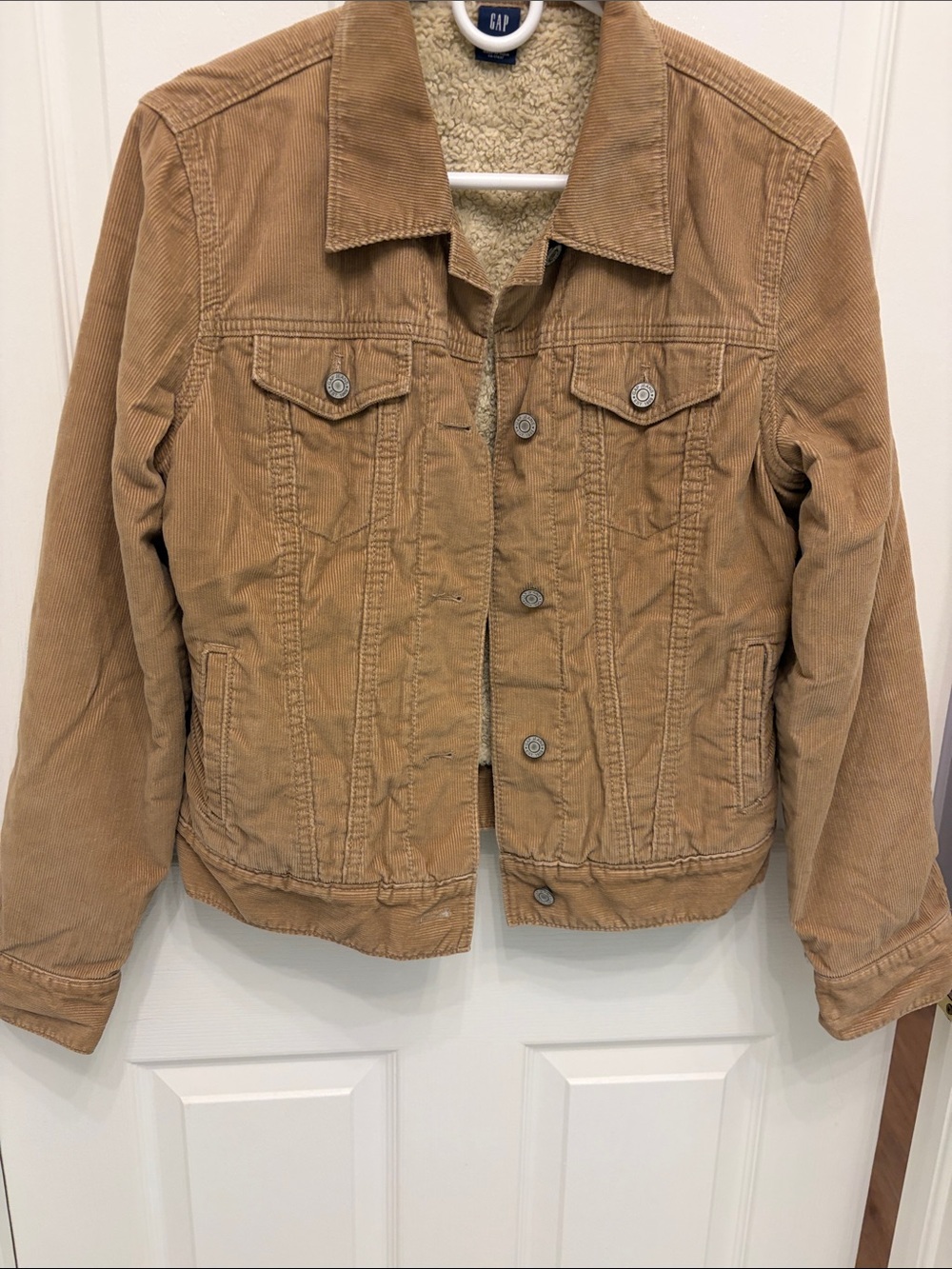 GAP Women’s Tan Corduroy Jacket with Sherpa Lining